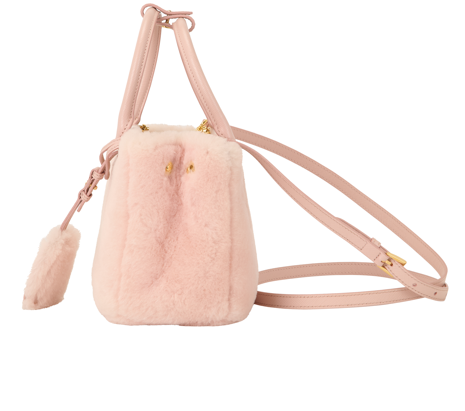 Small Galleria, &pound;1,500, Handbags, Pink, Shearling, Bottom view